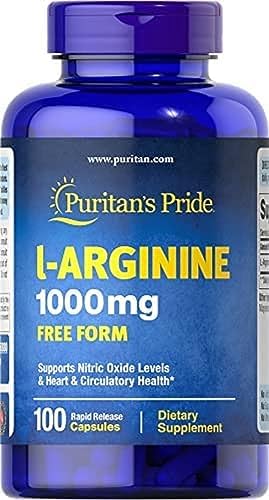 Puritan’s Pride L-arginine 1000 Mg Capsules, 100 Count, White, (4332490165)